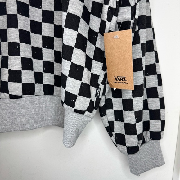 VANS Checkerboard Retro Crew Sweatshirt Women’s X Small Black & Gray NEW MOD Emo - Picture 2 of 6